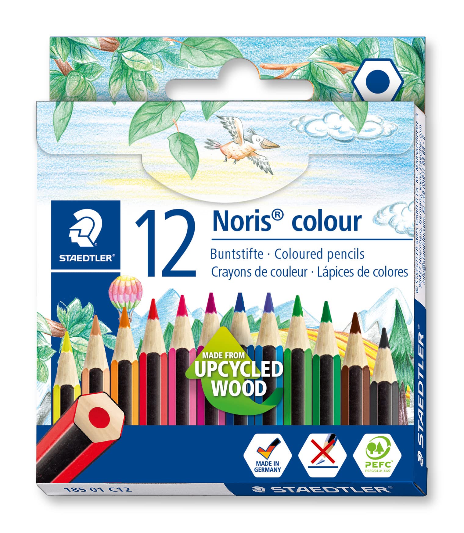 STAEDTLER 185 01 C12 Noris Colour Half-Length Pencils - Assorted Colours (Pack of 12)