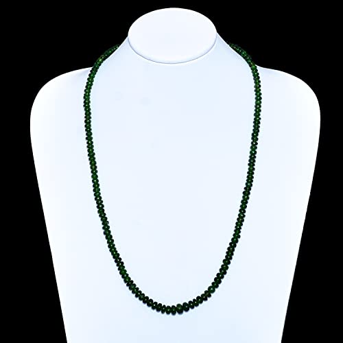 A&M Natural Chrome Diopside Plain Rondelle 925 Sterling Silver Necklace, Handmade Chrome Diopside Beaded Necklace, Healing Chrome Diopside Beads Necklace Jewelry, Chrome Diopside Necklace