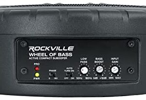 Rockville WHEEL OF BASS 8" Slim Under-Seat Powered Truck/Car Audio Subwoofer Sub