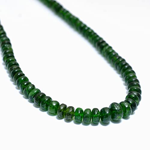 A&M Natural Chrome Diopside Plain Rondelle 925 Sterling Silver Necklace, Handmade Chrome Diopside Beaded Necklace, Healing Chrome Diopside Beads Necklace Jewelry, Chrome Diopside Necklace