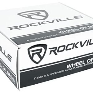 Rockville WHEEL OF BASS 8" Slim Under-Seat Powered Truck/Car Audio Subwoofer Sub