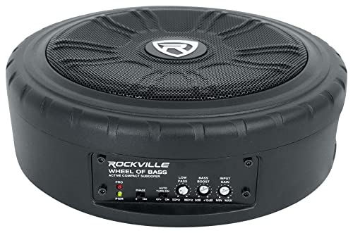 Rockville WHEEL OF BASS 8" Slim Under-Seat Powered Truck/Car Audio Subwoofer Sub