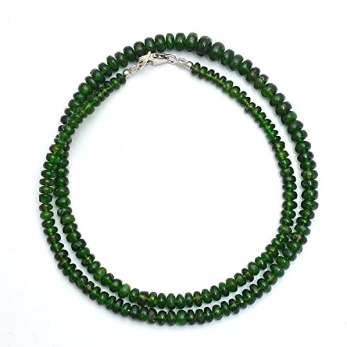 A&M Natural Chrome Diopside Plain Rondelle 925 Sterling Silver Necklace, Handmade Chrome Diopside Beaded Necklace, Healing Chrome Diopside Beads Necklace Jewelry, Chrome Diopside Necklace