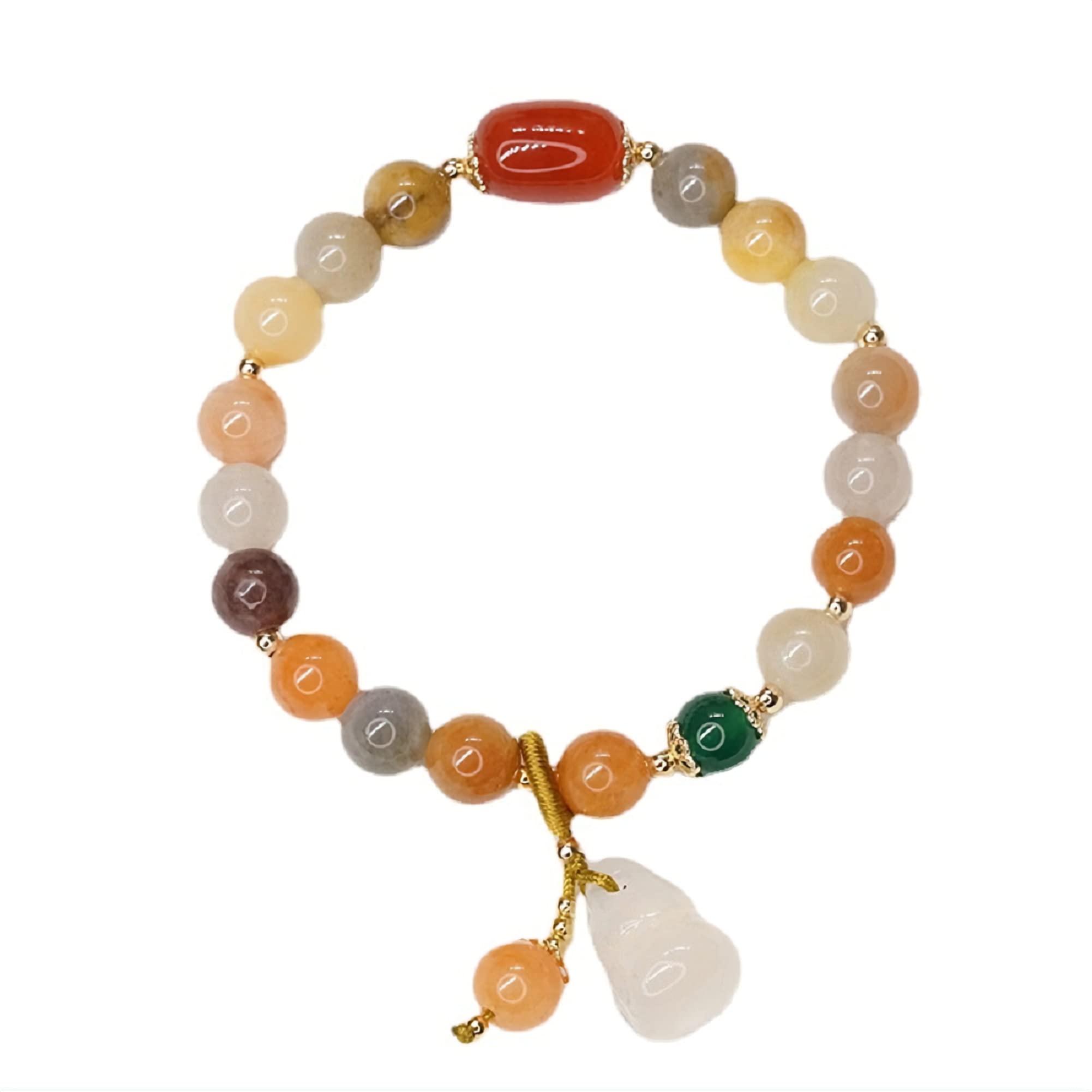 YUDA UNIQUE Healing Gemstone Jade Bracelets for Women and girl bracelet with Lucky Wealth Protection Gourd Stretch Bracelet for women and girl jade bracelet gift