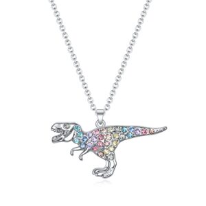 sumfan t-rex dinosaur necklace for teen girls women,animal tyrannosaurus pendant jewelry gift for girls daughter granddaughter niece, birthday valentine's day gifts for girls (t-rex necklace)