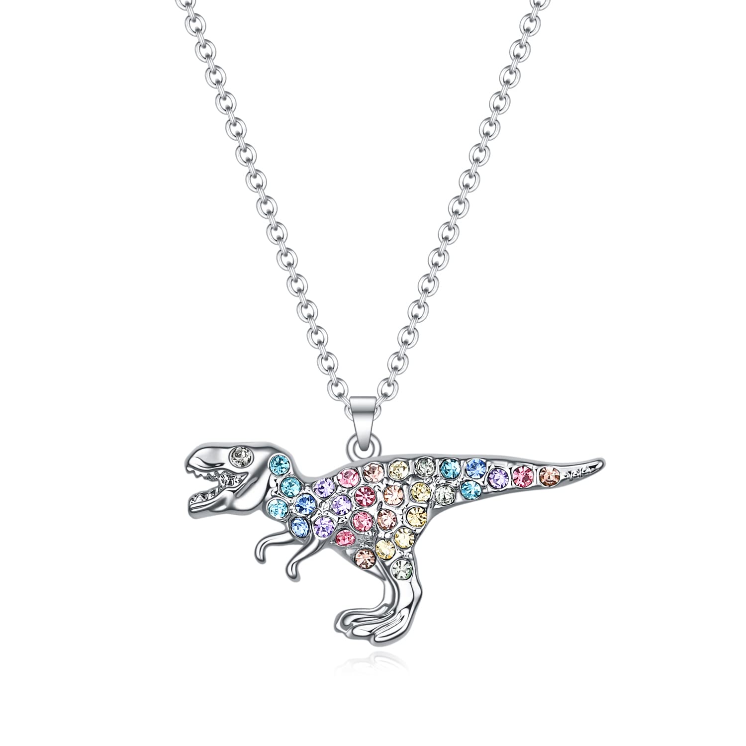 SUMFAN T-Rex Dinosaur Necklace for Teen Girls Women,Animal Tyrannosaurus Pendant Jewelry Gift for Girls Daughter Granddaughter Niece, Birthday Valentine's Day Gifts for Girls (T-Rex Necklace)