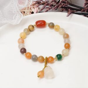 YUDA UNIQUE Healing Gemstone Jade Bracelets for Women and girl bracelet with Lucky Wealth Protection Gourd Stretch Bracelet for women and girl jade bracelet gift