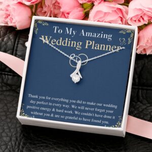 Meaningful Jewelry Gifts For Wedding Planner Necklace from bride and groom Thnak you gift for Event Organizer Jewelry for Wedding Ceremony Keepsake gift with Message Card (Standard Black Box)