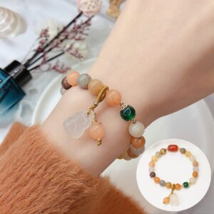 YUDA UNIQUE Healing Gemstone Jade Bracelets for Women and girl bracelet with Lucky Wealth Protection Gourd Stretch Bracelet for women and girl jade bracelet gift