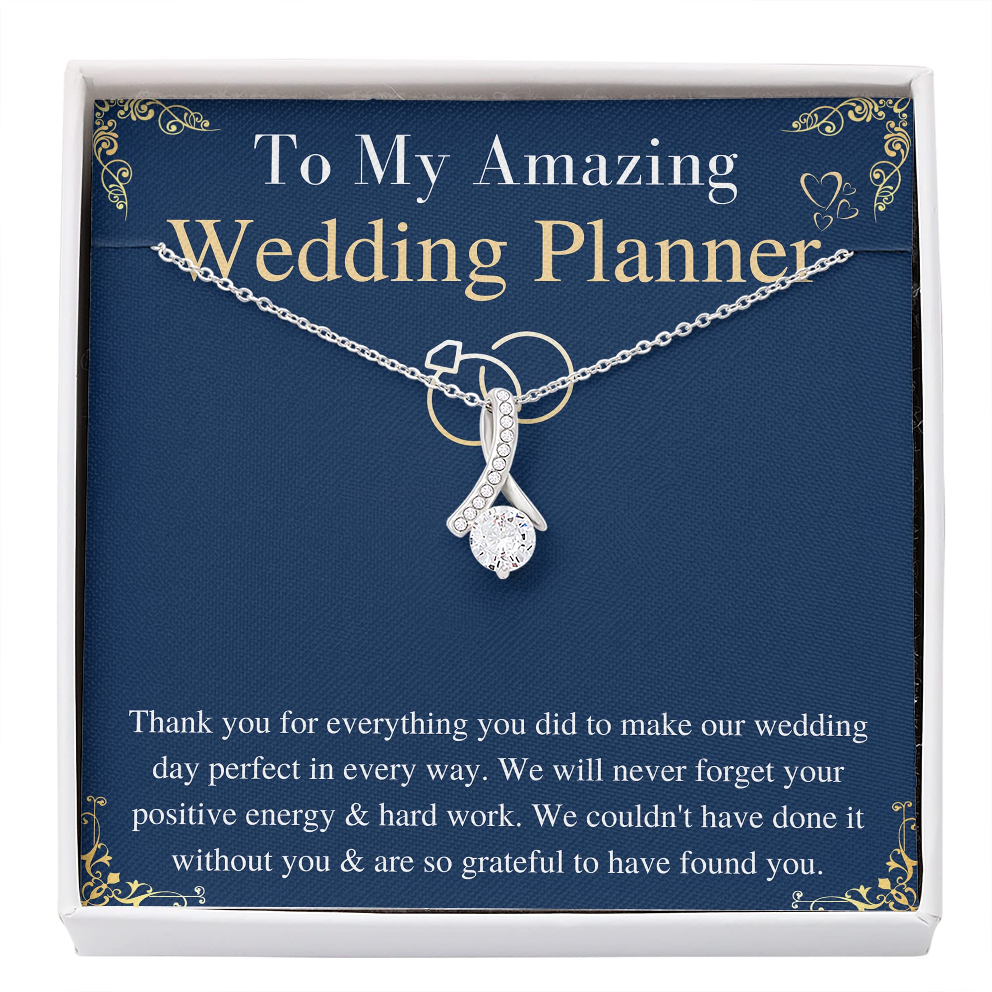 Meaningful Jewelry Gifts For Wedding Planner Necklace from bride and groom Thnak you gift for Event Organizer Jewelry for Wedding Ceremony Keepsake gift with Message Card (Standard Black Box)