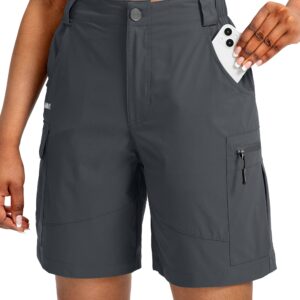 Viodia Women's 7" Hiking Cargo Shorts with Pockets Quick Dry Lightweight Shorts for Women Golf Casual Summer Shorts Steel Grey