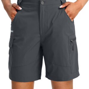 Viodia Women's 7" Hiking Cargo Shorts with Pockets Quick Dry Lightweight Shorts for Women Golf Casual Summer Shorts Steel Grey