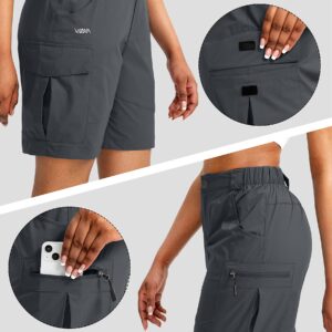 Viodia Women's 7" Hiking Cargo Shorts with Pockets Quick Dry Lightweight Shorts for Women Golf Casual Summer Shorts Steel Grey