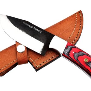 Fixed Blade Knife with Sheath, 9'' Full Tang Hunting Knife with High Carbon Steel Blade, Non-Slip Color Wood Handle, Lanyard Hole, Camping Knife for Hiking, Outdoor, Hunting, Survival, Camping