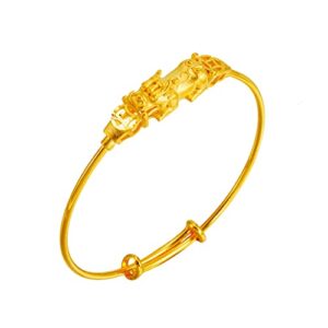 PEAS 18K Gold Plated Jewelry Feng Shui Pi Xiu Bracelet Adjustable Cuff Bracelet