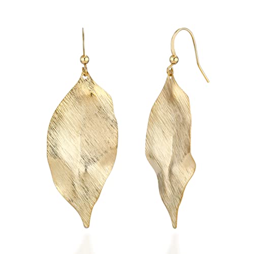 Bohemian 18K Gold Leaves Leaf Chandelier Lightweight long Dangle Drop Statement Earrings for Women(Small Leaf - Gold)