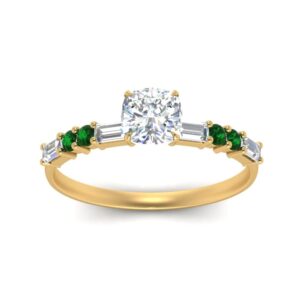 women ring fashion jewelry 9th for her gifts for mom from daughter wedding dress matching ring ring 14k yellow gold plated created emerald cushion green color ring in size 6