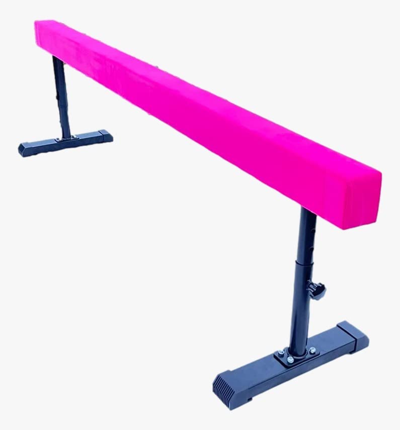 XDance Gymnastics Bar Kip Bar for Kids 3 in 1 Set with Adjustable Balance Tube, 6'x4' Tumble Mat, Expandable Height 3 to 5 FT Horizontal Bar Junior Gymnast Gymnastic Bar Asymmetric Bar Pink