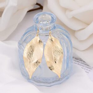 Bohemian 18K Gold Leaves Leaf Chandelier Lightweight long Dangle Drop Statement Earrings for Women(Small Leaf - Gold)