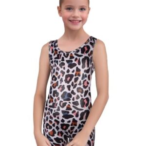 2 Packs Skinny Gymnastics Leotards For Toddler Girls Scoop Neck With Shorts, Little Kids Skinny Colorful Dance Workout Unitards Biketards Tanks Rainbow Leopards