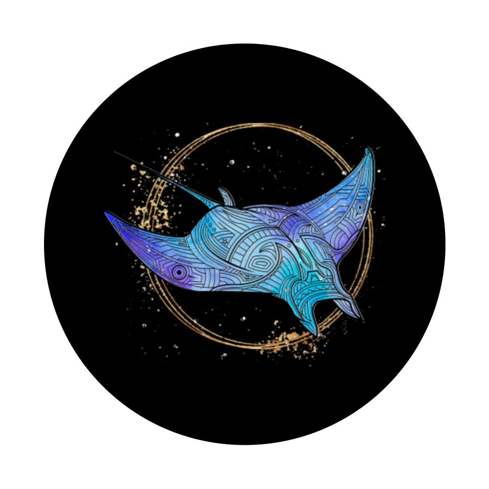 Polynesian Tattoo Ocean Animal Scuba Diving Manta Ray PopSockets Swappable PopGrip