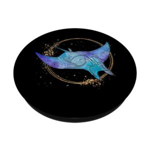 Polynesian Tattoo Ocean Animal Scuba Diving Manta Ray PopSockets Swappable PopGrip