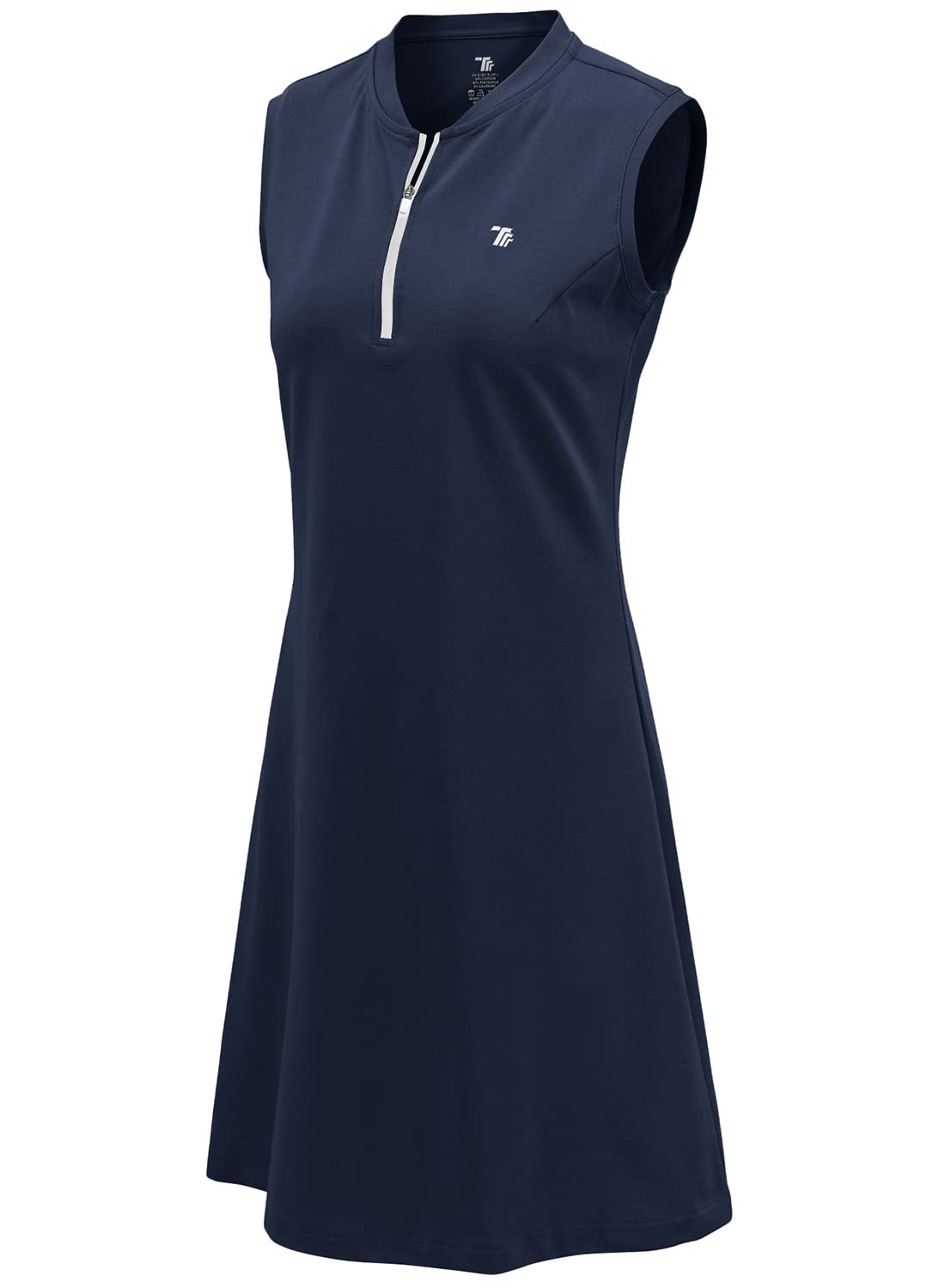 BGOWATU Women's Tennis Dress Sleeveless Golf Polo Dress Lightweight Sports Activewear Dress Zip Up Navy M