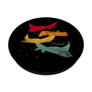 Retro Stingray Scuba Diver Aquarium Ocean Animal Manta Ray PopSockets Swappable PopGrip