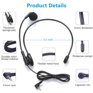 VOVIGGOL Upgraded Wired Microphone Headset with 270 Rotation Mic, Flexible Boom for Voice Amplifier, 3.5mm Connector Jack, Suitable for Singing, Speaking, Teaching