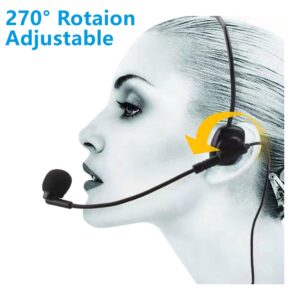 VOVIGGOL Upgraded Wired Microphone Headset with 270 Rotation Mic, Flexible Boom for Voice Amplifier, 3.5mm Connector Jack, Suitable for Singing, Speaking, Teaching