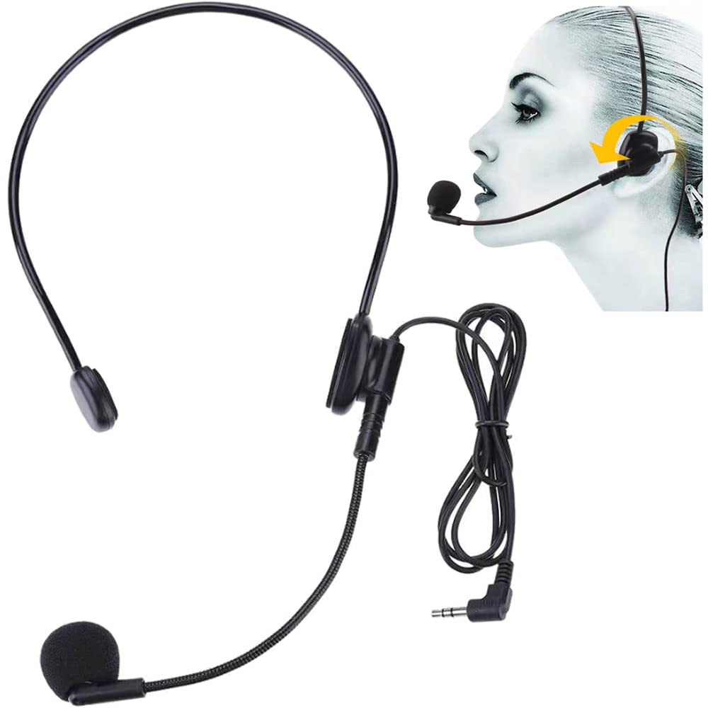 VOVIGGOL Upgraded Wired Microphone Headset with 270 Rotation Mic, Flexible Boom for Voice Amplifier, 3.5mm Connector Jack, Suitable for Singing, Speaking, Teaching