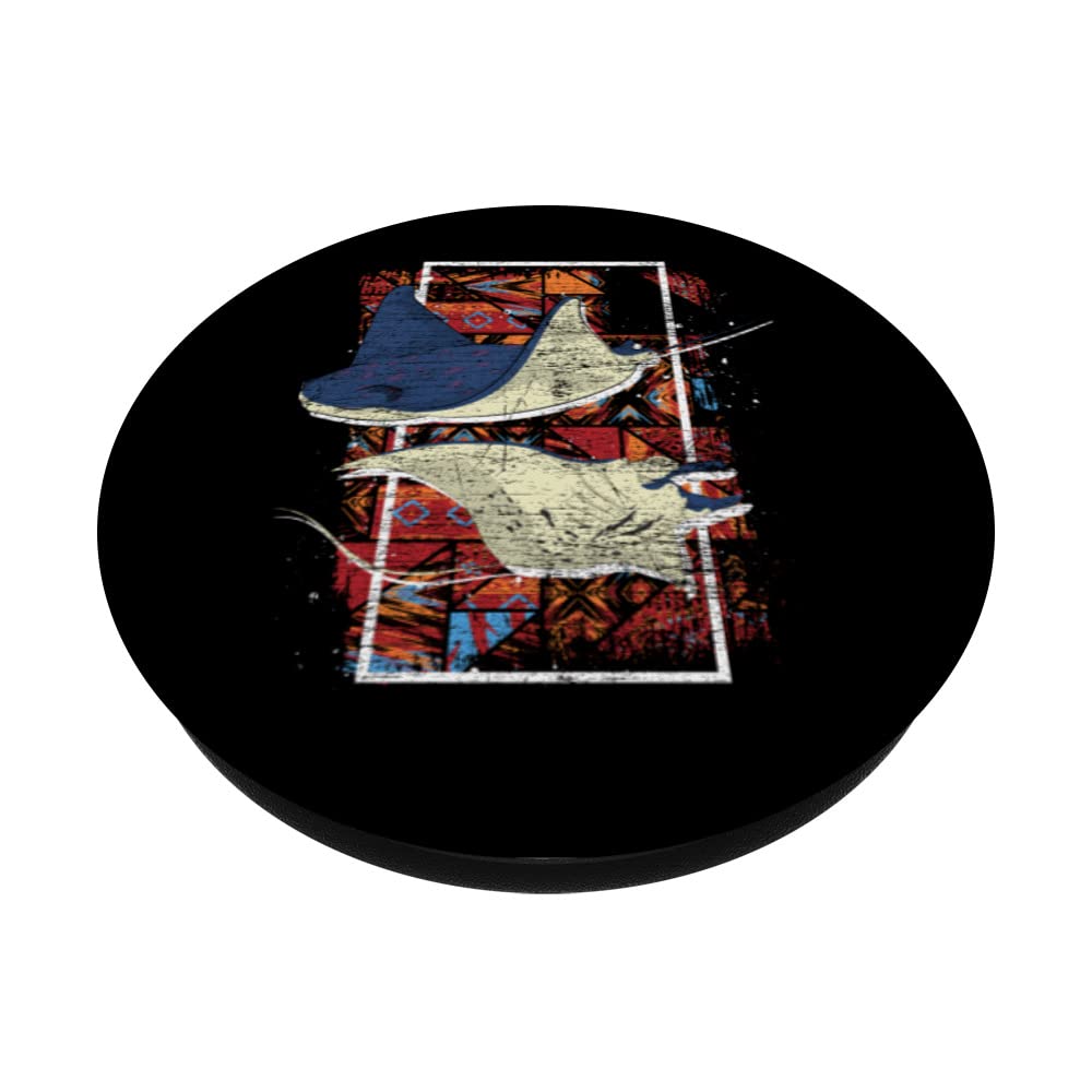 Ocean Animal Manta Ray Lover Hawaiian Tribal Manta Ray PopSockets Swappable PopGrip