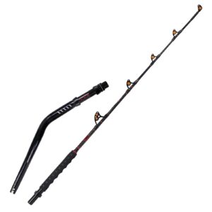 Fiblink Bent Butt Trolling Rod 2-Piece Saltwater Offshore Fishing Rod Big Game Roller Rod Conventional Boat Pole (6' / 80-120lb)