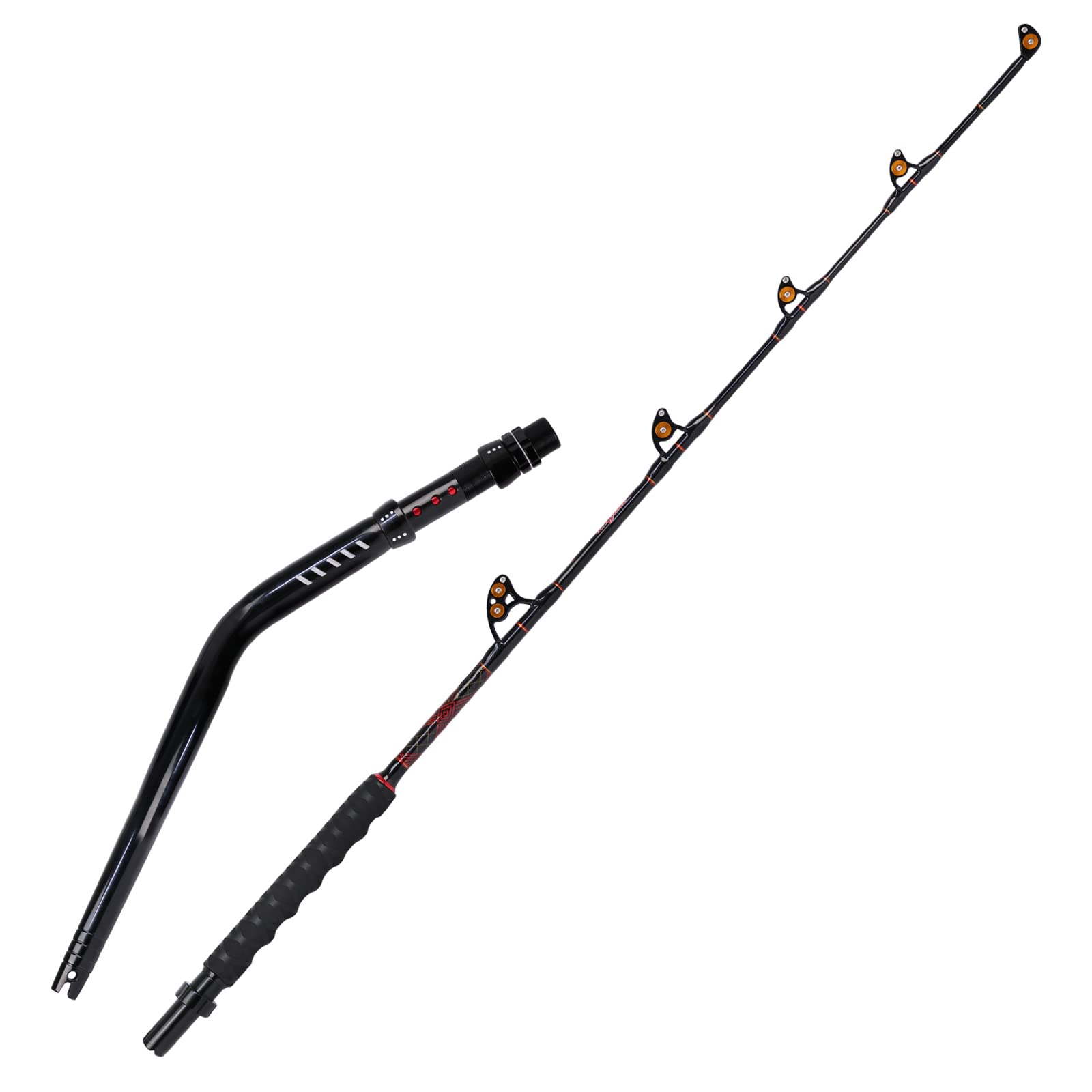 Fiblink Bent Butt Trolling Rod 2-Piece Saltwater Offshore Fishing Rod Big Game Roller Rod Conventional Boat Pole (6' / 80-120lb)