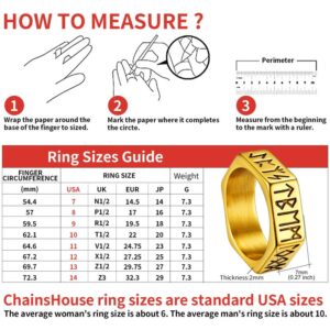 ChainsHouse Gold Band Rings Male Rotating Fidget Thumb Rings Retro Viking Runes Talisman Woman Stacking Bands 7mm Size 8