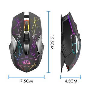 FELICON Wireless Gaming Mouse, Rechargeable Silent Click Adjustable DPI Optical Computer Mice, 2.4Ghz Wireless Mouse with Colorful LED Backlit for Windows/Mac/Linux/PC/Laptop(Star Black)