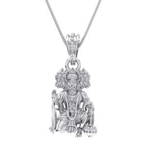 Tongari Sterling Silver (92.5% Purity) God Hanuman Pendant For Men & Women Pure Silver Lord Bajrang Bali Locket For Good Health & Welth