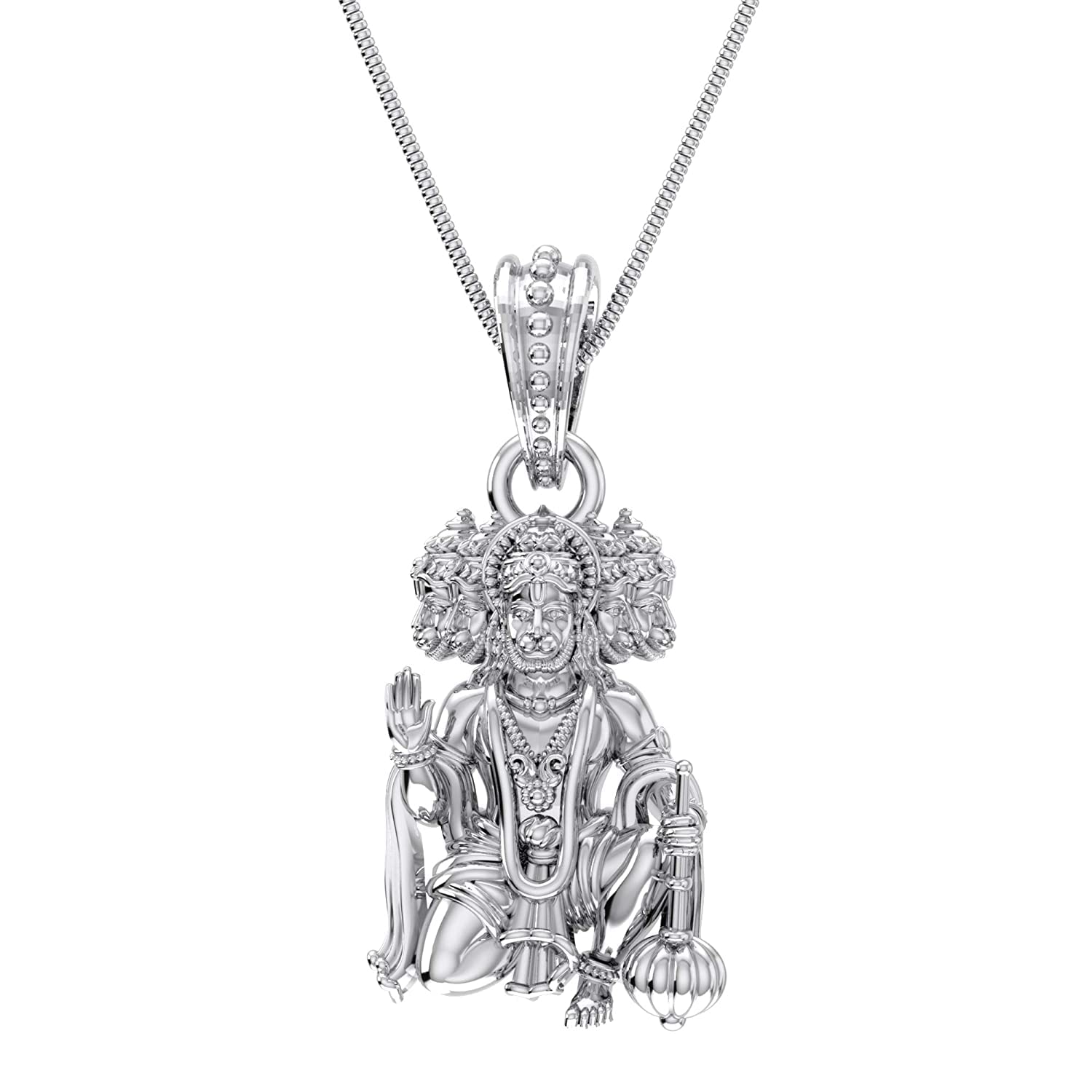 Tongari Sterling Silver (92.5% Purity) God Hanuman Pendant For Men & Women Pure Silver Lord Bajrang Bali Locket For Good Health & Welth