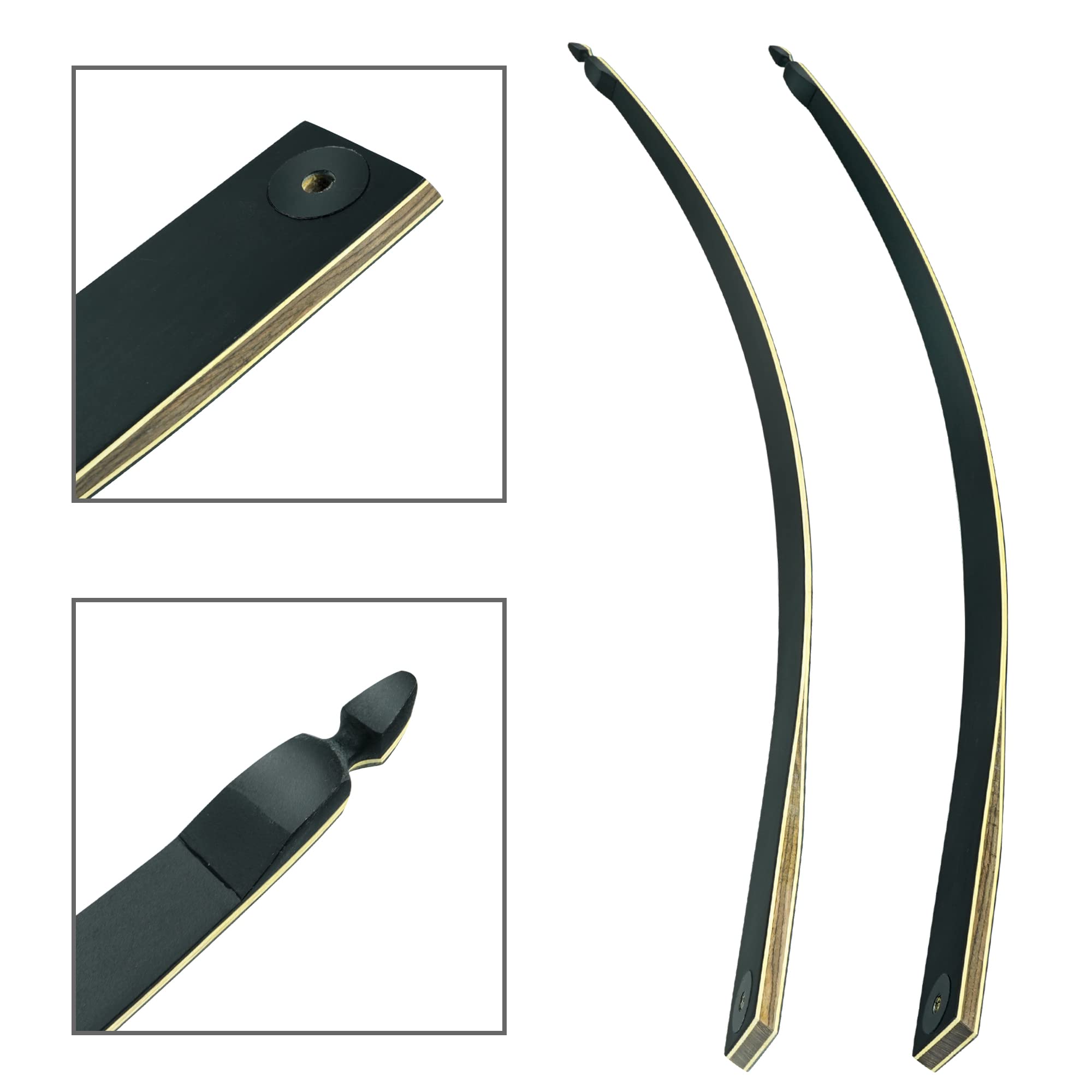 Black Hunter Original Takedown Longbow Limbs Replacement, GLURAK 35lb Fiberglass and Bamboo Sheet Laminated Bow Limbs