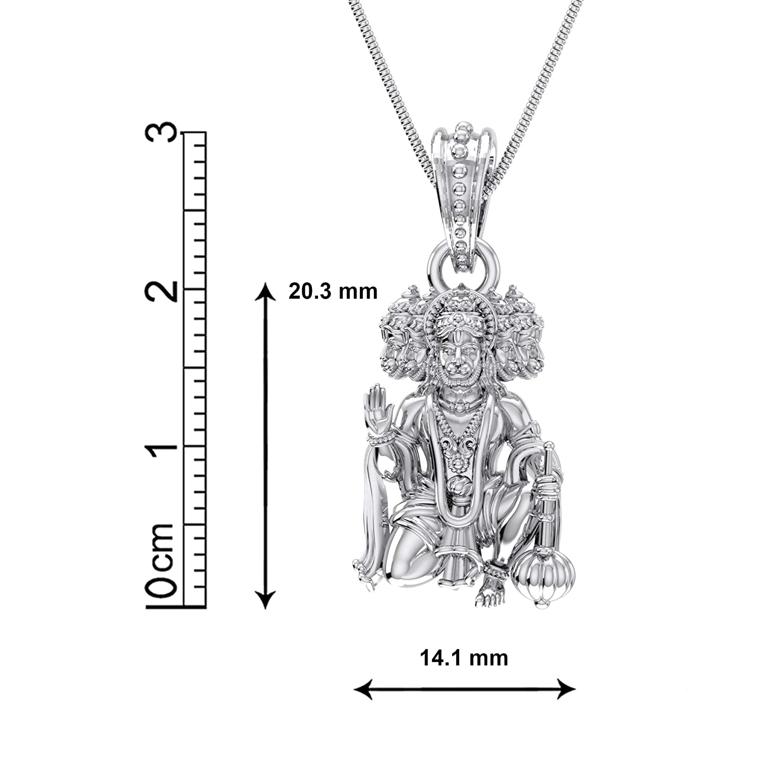 Tongari Sterling Silver (92.5% Purity) God Hanuman Pendant For Men & Women Pure Silver Lord Bajrang Bali Locket For Good Health & Welth