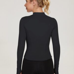 LUYAA Yoga Jacket for Women Full Zip Lightweight Running Cropped Jacket Black L