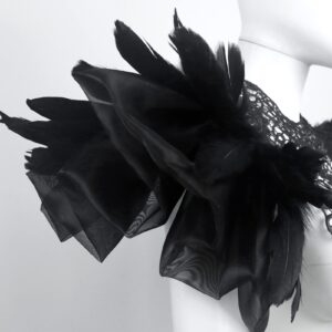 HOMELEX Shoulder Pad with Feathers Wings Halloween Feather Harness Carnival Costumes for Women Masquerade Raven Costume