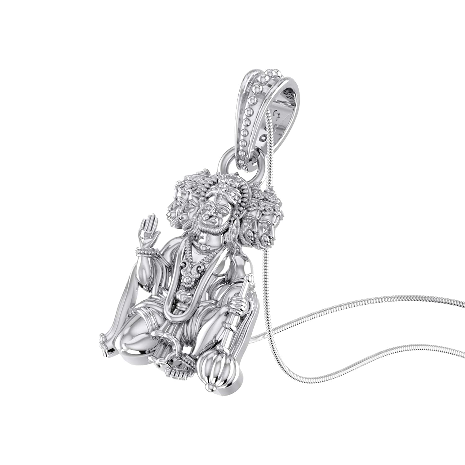 Tongari Sterling Silver (92.5% Purity) God Hanuman Pendant For Men & Women Pure Silver Lord Bajrang Bali Locket For Good Health & Welth