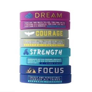 everest essentials 12 pieces, inspirational wristbands, party favors for teens, sweet 16, dance, gymnastics and cheerleading gifts for girls | motivational quote message bracelet for women, silicone