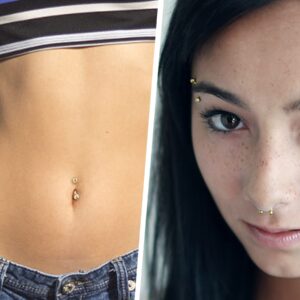 COCHARM 14K Gold Short Belly Button Rings 14G 8mm Real Gold Cute Upper Belly Piercing Rings Solid Gold 14K Navel Rings Navel Piercing Jewelry