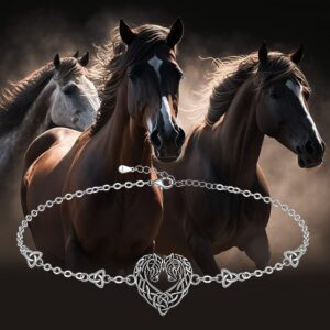 LOVGIFSET Horse Bracelet Celtic Horse Bracelets for Women Sterling silver Celtic Knot Triquetra Equestrian Jewelry Horses Lover Gifts