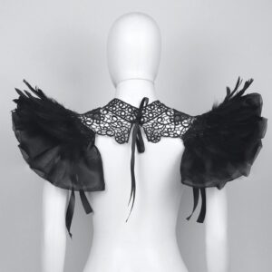 HOMELEX Shoulder Pad with Feathers Wings Halloween Feather Harness Carnival Costumes for Women Masquerade Raven Costume