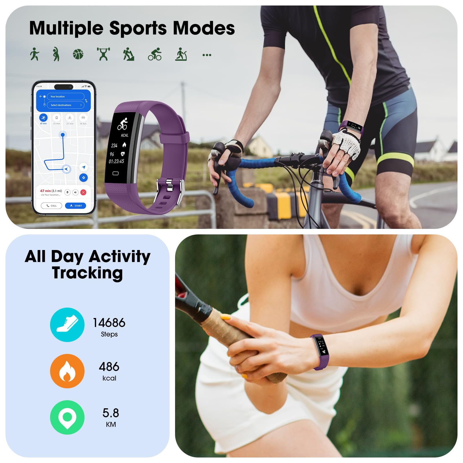 Stiive Fitness Tracker with Heart Rate Sleep Monitor, Daily IP68 Waterproof Activity Tracker with Pedometer Watch, Health Tracker Calories & Step Counter, Fitness Watch for Women Men