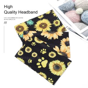 Catery Boho Headbands Stretch Head Bands Wide Turban Headwraps Yoga Headband Fashion Hair Bands for women and Girls Pack of 3 (A Sunflower)