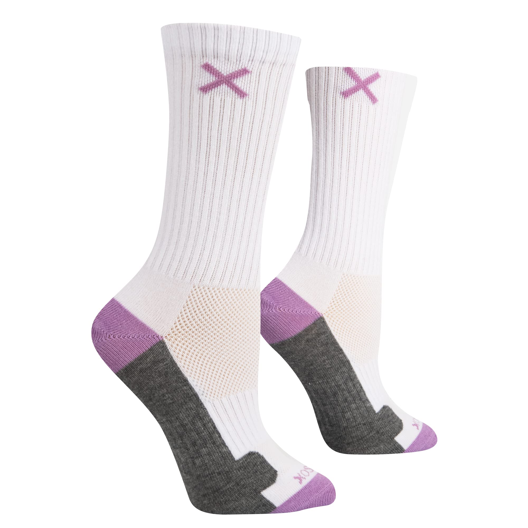 Odd Sox - Basix Crew Socks for Women, Comfort Athletic Fit, Mid-Calf, Purple White Heather